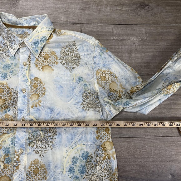 Tommy Bahama Denim Shirt Mens 2XL Blue Floral Print Button Down Long Sleeve - Picture 4 of 8